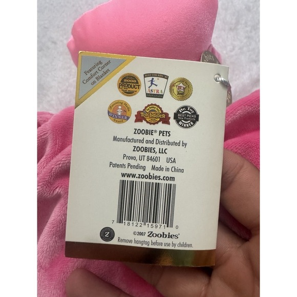 Baby Zoobies Hada the Hippo Plush Toy Pillow Blanket 3-in-1 Pink New Tags. - Picture 6 of 8